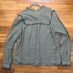 Ruffle-Trim Chic Sophisticated Long-Sleeve Blouse